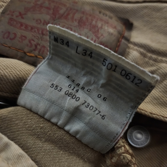 Vintage x 90s “made in USA” 501 Levi Red Tab Tan Jean - Picture 9 of 10